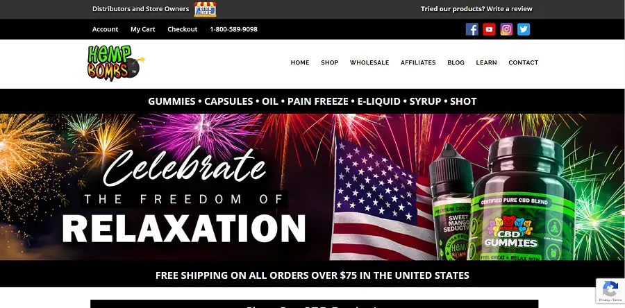 Home page of Hempbombs website