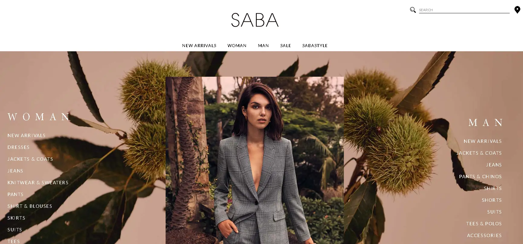 This is screenshot of the Australian fashion website SABA. 