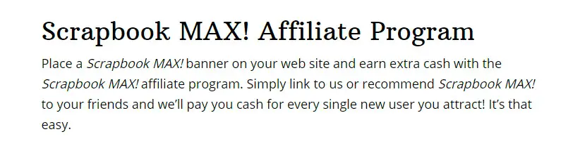 scrapbook max affiliate signup page