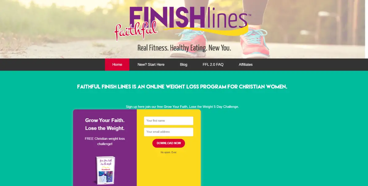 This is a screenshot of the Faithful Finish Lines blog about Christian Weight Loss training for women. 