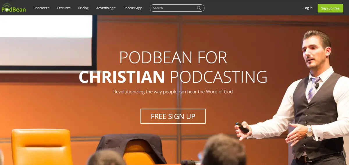 This is a screenshot of the PodBean.com website showing they have a dedicated offer for Christian Podcast hosting. 