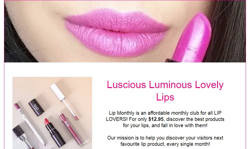 Lip Monhly affiliate sign up page
