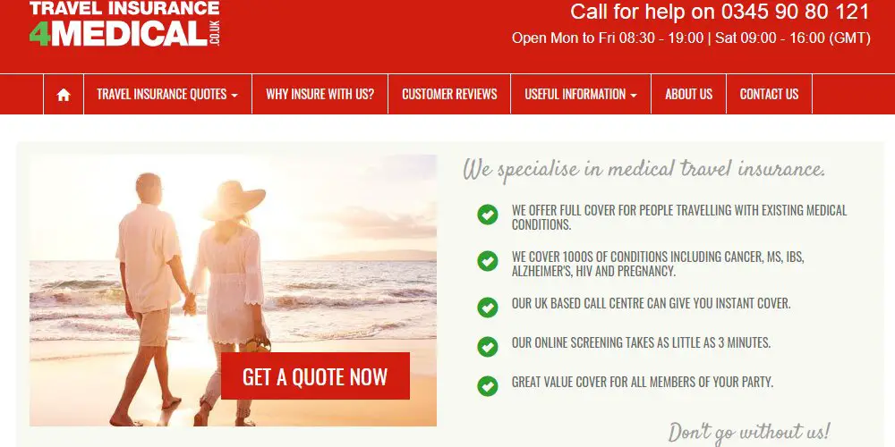 travel insurance 4 medical home page