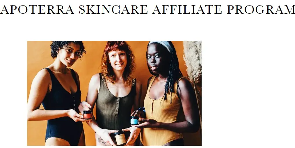 Apoterra skincare affiliate program sign up page
