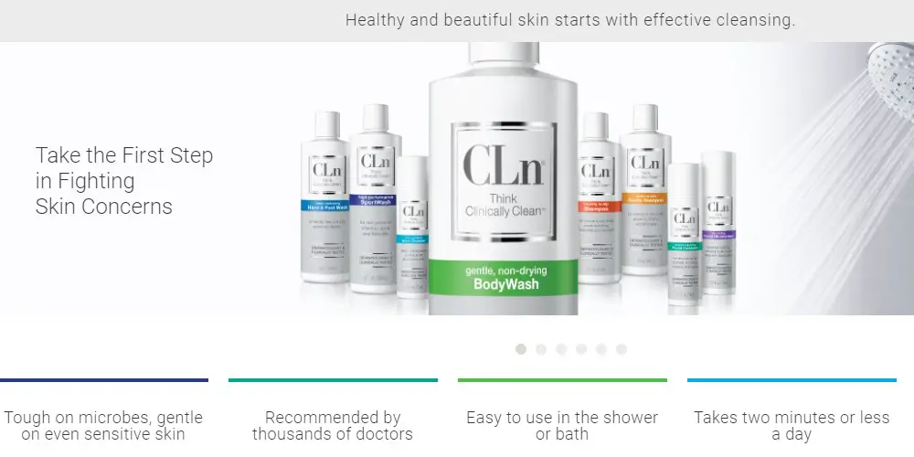 CLN skincare home page