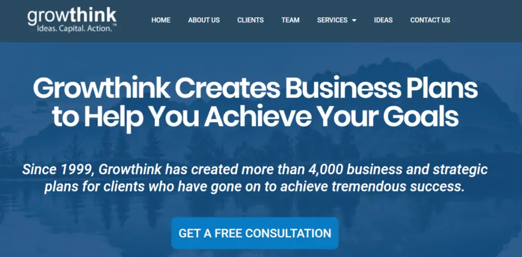 This is a screenshot taken from the business plan service page of Growthink.com that shows the team have created more than 4,000 strategic business for clients, and they help them win funding too. 