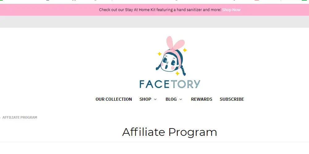 facetory affiliate sign up page