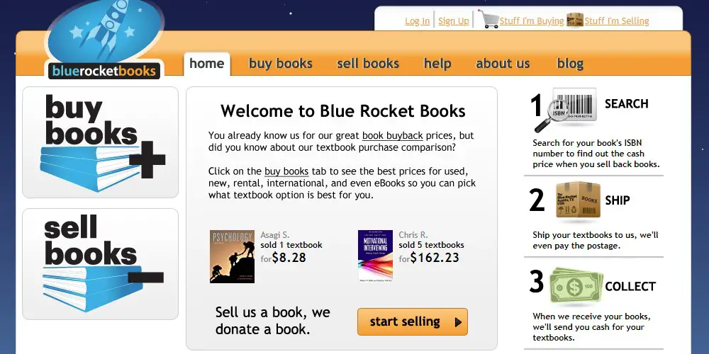 blue rocket books home page