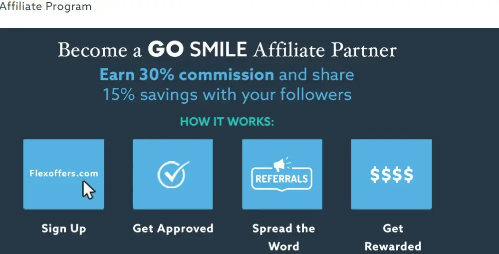 go smile affiliate sign up page