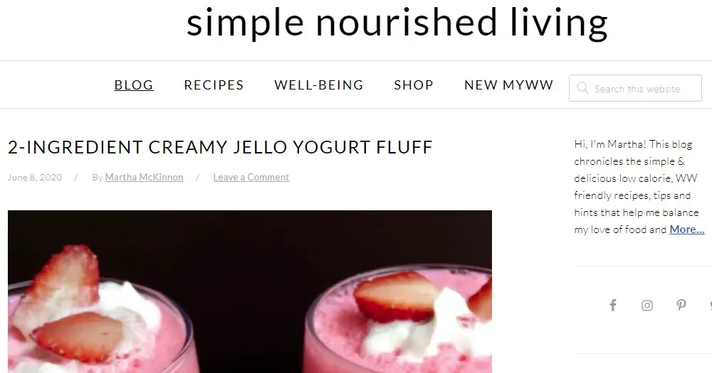 simple nourished living home page