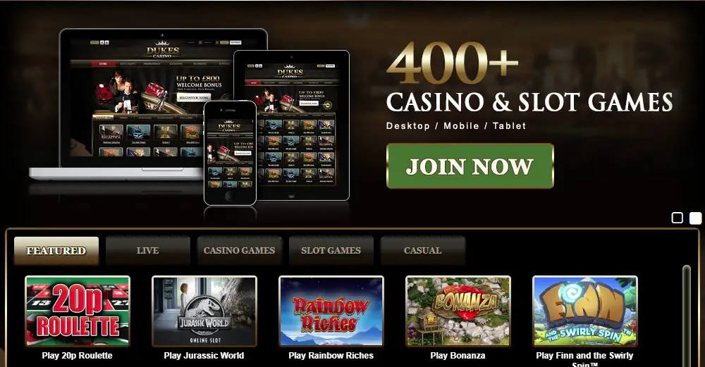 dukes casino home page