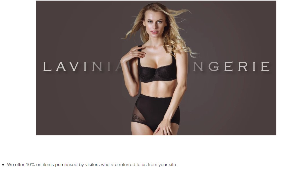 lavinia lingerie affiliate sign up page