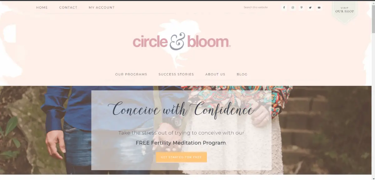 This is a screenshot from the Circle and Bloom website showing they offer fertility meditation programs. 