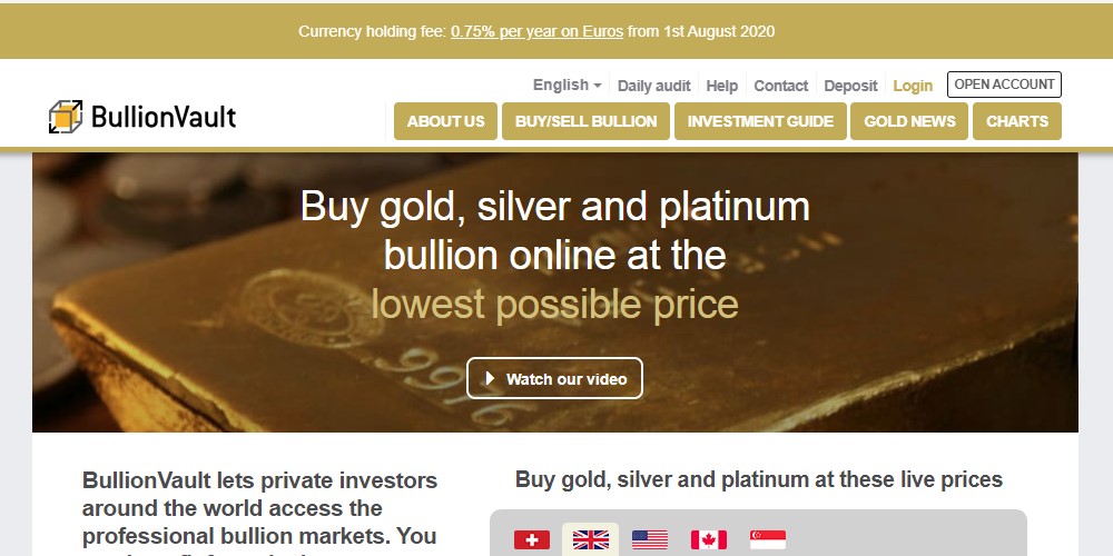 bullion vault home page