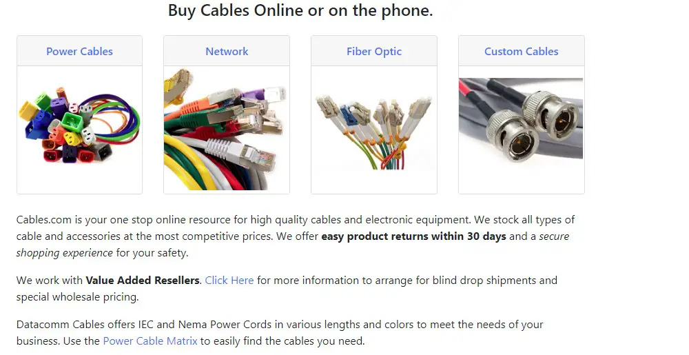 cables home page