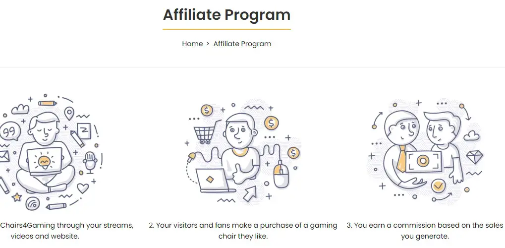 chairs 4 gaming affiliate sign up page