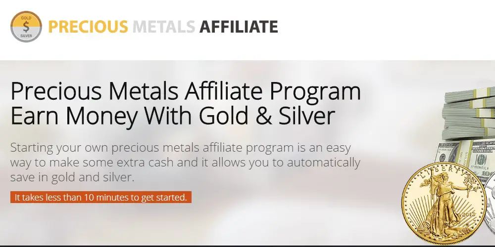precious metals affilaite affiliate sign up page