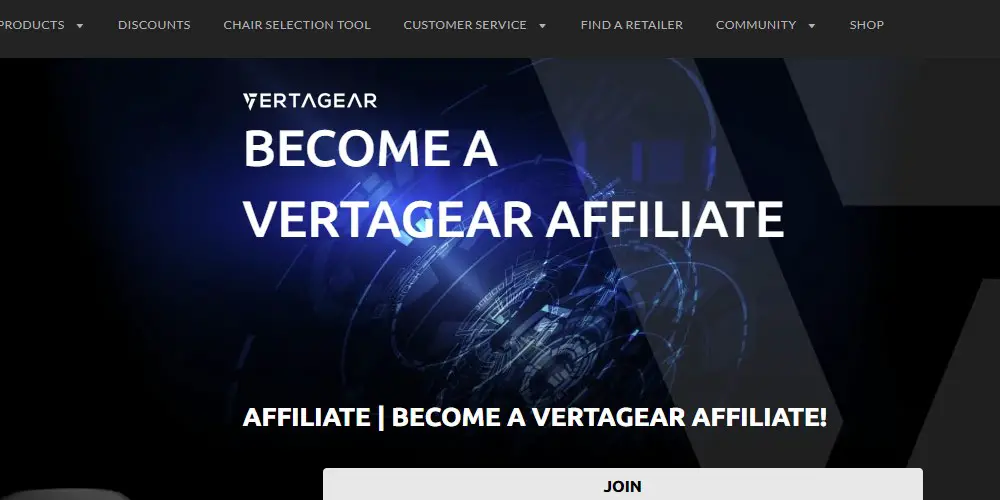 verta gear affiliate sign up page
